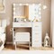 Makeup Vanity Desk with Mirror, Lights, and Built-In Power Outlets